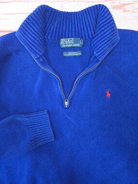Polo Ralph Lauren Mens Premium Blue Cotton Sweater Size XL